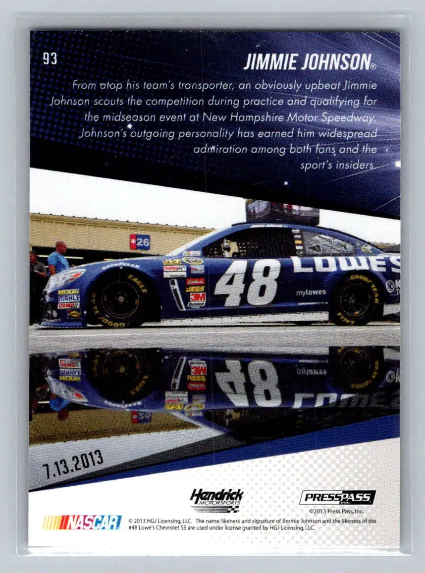 2014 Press Pass #93 Jimmie Johnson Hendrick Motorsports - Racing Card Single