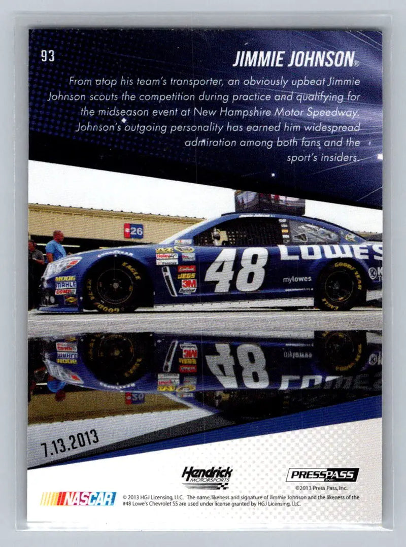 2014 Press Pass #93 Jimmie Johnson Hendrick Motorsports - Racing Card Single