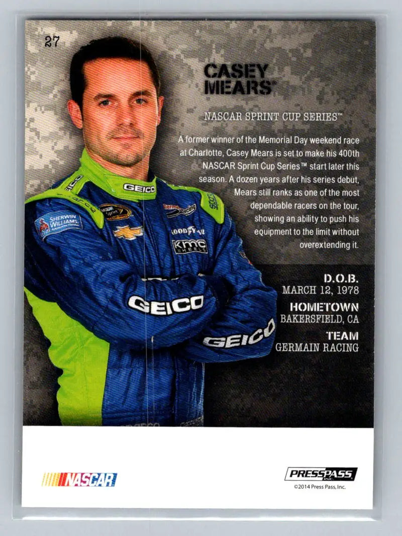 2014 Press Pass American Thunder #27 Casey Mears Germain Racing - Racing Card Single