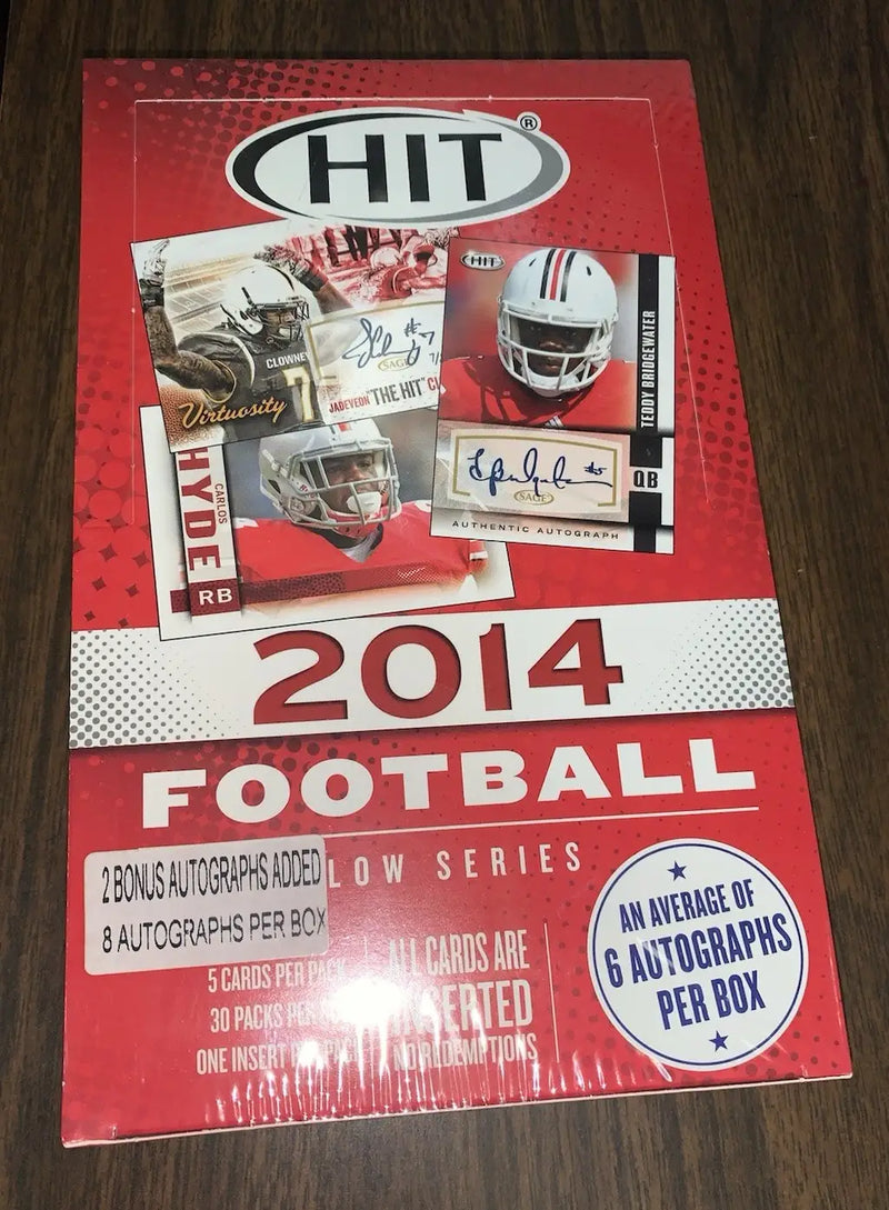 2014 Sage Hit Low Series Sealed Football Hobby Box 8 Autographs Auto - Football Card Box