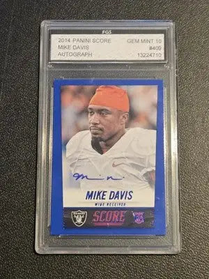 2014 Score #409 Mike Davis Rookie Signatures Blue FGS 10 - Football Card Single
