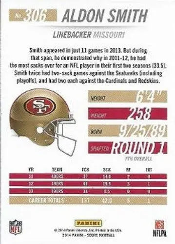 2014 Score Hot 100 #306 Aldon Smith NM-MT 49ers ID:34853 - Football Card Single