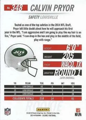 Calvin Pryor football card from 2014 Score Rookies NM-MT with original gloss displays