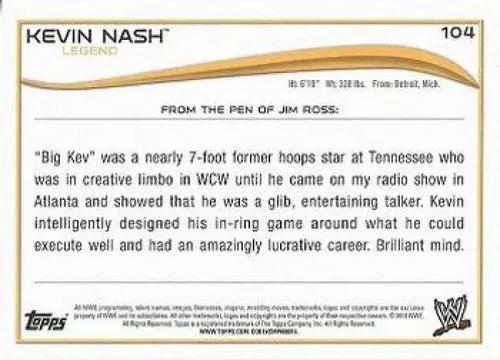 Kevin Nash trading card with original gloss from 2014 Topps #104 Kevin Nash NM-MT
