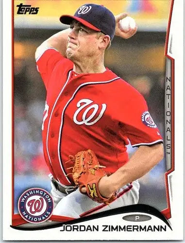 2014 Topps Jordan Zimmermann baseball card with original gloss featuring Nationals player