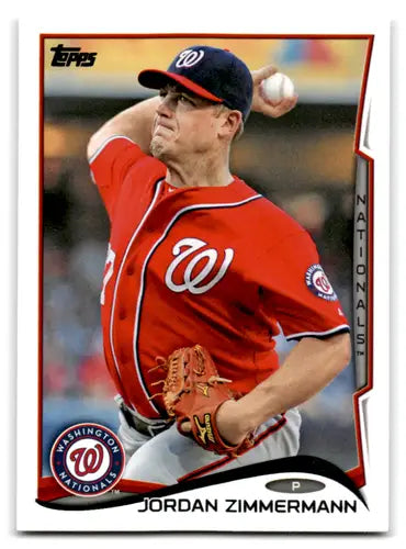 Baseball card of Jordan Zimmermann from 2014 Topps #107 with original gloss NM-MT