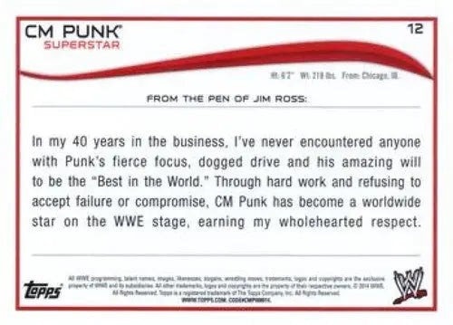 2014 Topps #12 CM Punk NM-MT ID:6339 - UFC/MMA Card Single