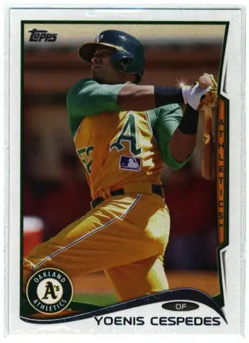 Original gloss Yoenis Cespedes baseball card from 2014 Topps #14 Athletics ID 35021