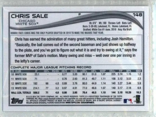 2014 Topps #148 Chris Sale NM-MT White Sox - Baseball Card Single