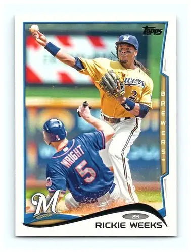 Original gloss Rickie Weeks baseball card 2014 Topps NM-MT Brewers ID 5605