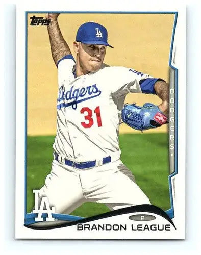 Original gloss Baseball card of Brandon League NM-MT from 2014 Topps Dodgers