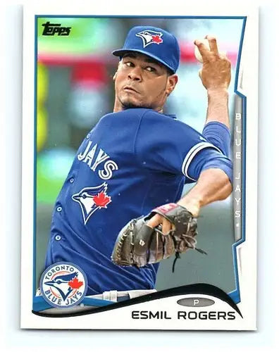 Original gloss baseball card of Esmil Rogers from 2014 Topps #177 Blue Jays