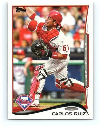 Original gloss Carlos Ruiz baseball card 2014 Topps #182 NM-MT Phillies ID 5607