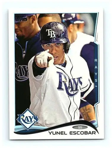 Original gloss Yunel Escobar baseball card 2014 Topps #184 Yunel Escobar NM-MT Rays