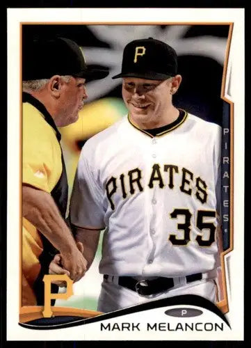 Baseball card of Mark Melancon in Pirates jersey with original gloss NM-MT
