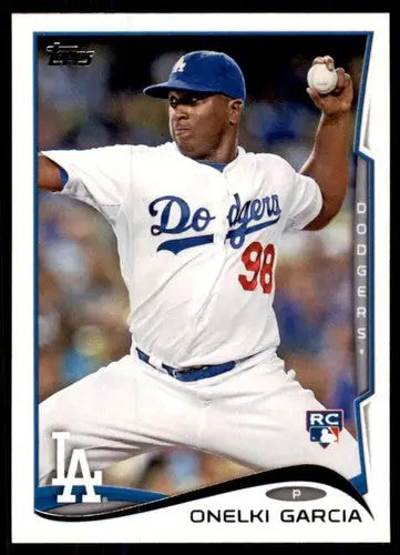 Original gloss Onelki Garcia rookie Dodgers baseball card from 2014 Topps #197