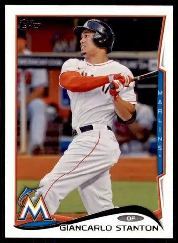 Original gloss Giancarlo Stanton baseball card 2014 Topps NM-MT Marlins ID 72961