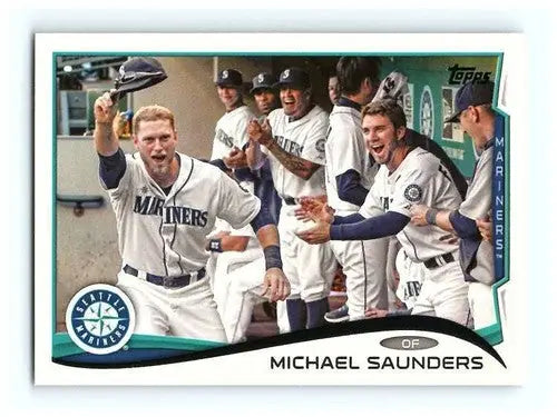2014 Topps Michael Saunders baseball card with original gloss NM-MT Mariners