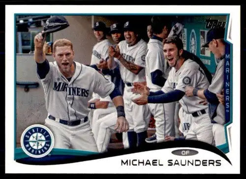 2014 Topps Michael Saunders baseball card with original gloss NM-MT Mariners ID73016