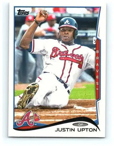 2014 Topps Justin Upton baseball card with original gloss NM-MT Braves ID 5622