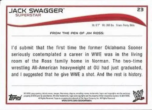 2014 Topps #23 Jack Swagger NM-MT ID:6343 - Wrestling Card Single