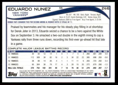 2014 Topps #246 Eduardo Nunez NM-MT Yankees ID:74273 - Baseball Card Single