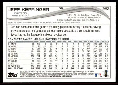 Jeff Keppinger White Sox baseball card with original gloss from 2014 Topps #262