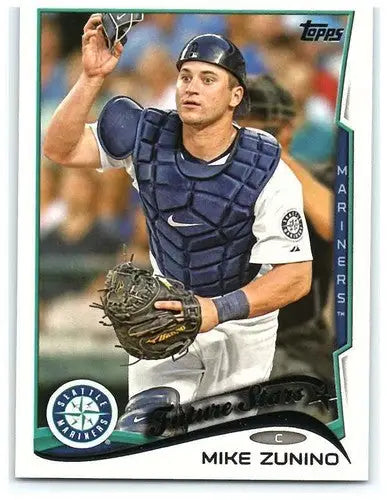 Baseball card featuring Mike Zunino with original gloss from 2014 Topps #293 Mariners
