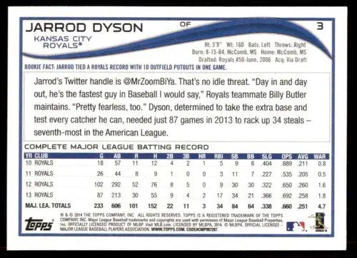 2014 Topps #3 Jarrod Dyson NM-MT Royals ID:70859 - Baseball Card Single