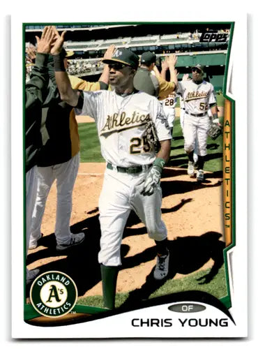 Original gloss Chris Young baseball card 2014 Topps NM-MT Athletics ID 70292
