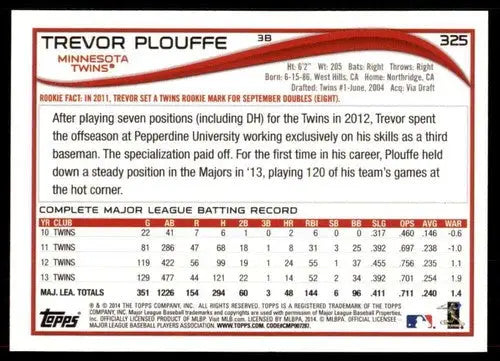 2014 Topps #325 Trevor Plouffe NM-MT Twins ID:57904 - Baseball Card Single