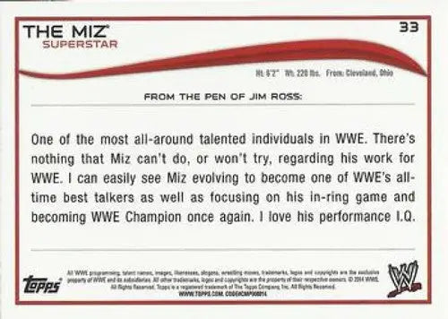 2014 Topps #33 The Miz NM-MT ID:6346 - Wrestling Card Single