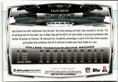 2014 Topps #353 Tajh Boyd - Football Card Single