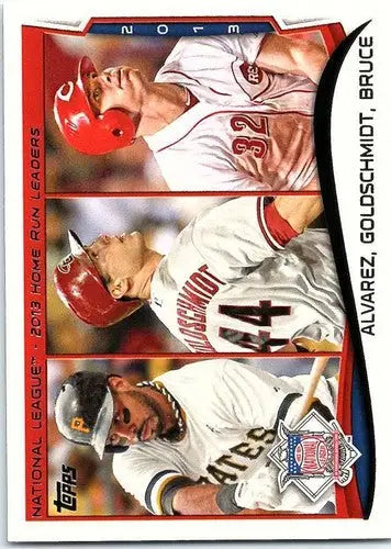 Original gloss baseball card featuring Jay Bruce Alvarez Goldschmidt in 2014 Topps NM-MT