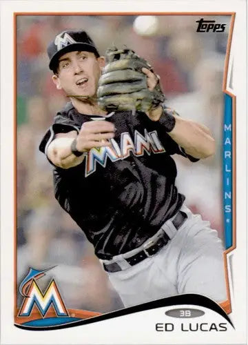 Original gloss baseball card featuring Ed Lucas NM-MT Marlins from 2014 Topps
