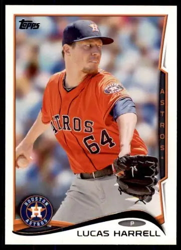 Lucas Harrell baseball card with original gloss in NM-MT condition from 2014 Topps