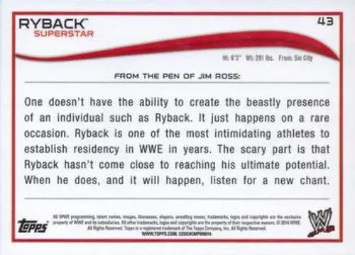 2014 Topps #43 Ryback NM-MT ID:6349 - Other