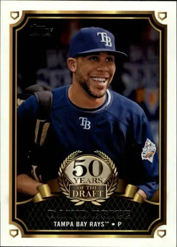Original gloss baseball card of David Price from 2014 Topps 50 Years of The Draft