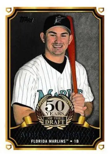 Baseball card of Adrian Gonzalez in Marlins uniform from 2014 Topps 50 Years of The Draft with original gloss