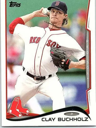 2014 Topps Clay Buchholz baseball card with original gloss featuring Red Sox player