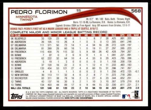 2014 Topps #568 Pedro Florimon NM-MT Twins ID:70891 - Baseball Card Single
