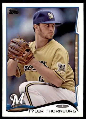 Original gloss Tyler Thornburg baseball card from 2014 Topps #578 featuring Brewers ID 18166