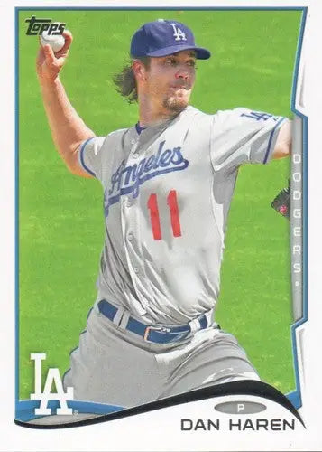 2014 Topps Dan Haren baseball card with original gloss featuring Dodgers player