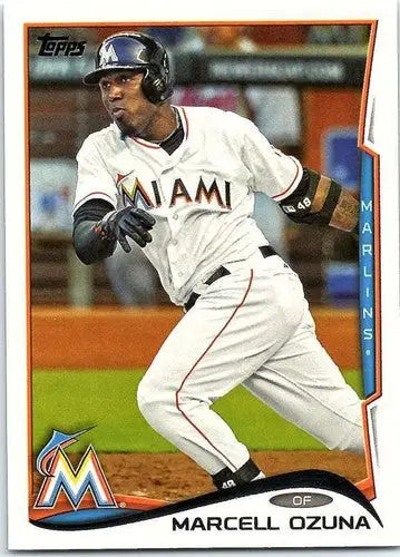2014 Topps Marcell Ozuna baseball card featuring original gloss and Marcell Ozuna image