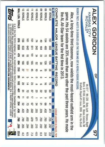 Alex Gordon baseball card with original gloss from 2014 Topps NM-MT Royals