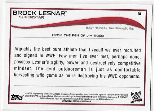 2014 Topps Black #8 Brock Lesnar NM-MT ID:6331 - UFC/MMA Card Single