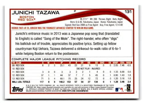 2014 Topps Blue Border #131 Junichi Tazawa NM-MT Red Sox ID:73115 - Baseball Card Single