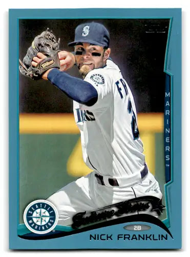 Original gloss 2014 Topps Blue Border Nick Franklin baseball card Mariners ID 71877