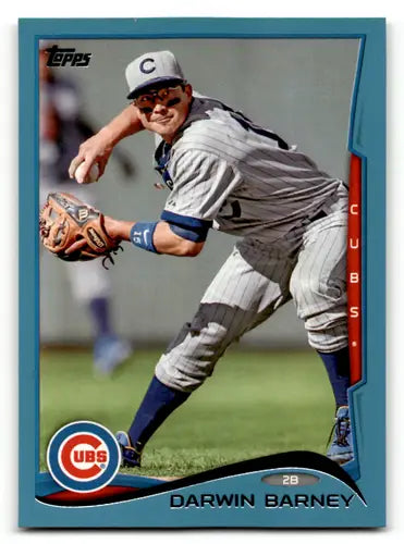 Original gloss 2014 Topps Blue Border Darwin Barney baseball card Cubs ID 59153