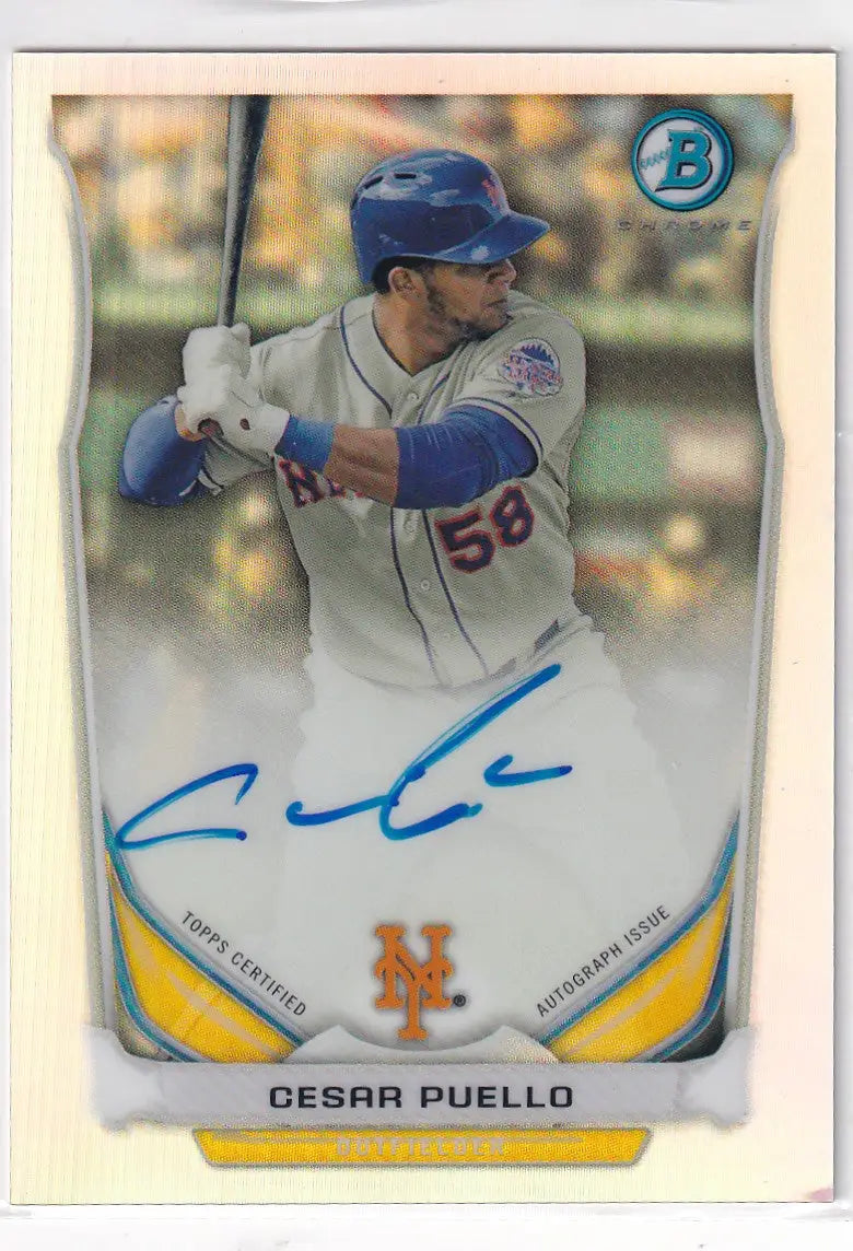 2014 TOPPS BOWMAN CHROME #BCAP-CP CESAR PUELLO AUTO /500- NEW YORK METS - Baseball Card Single